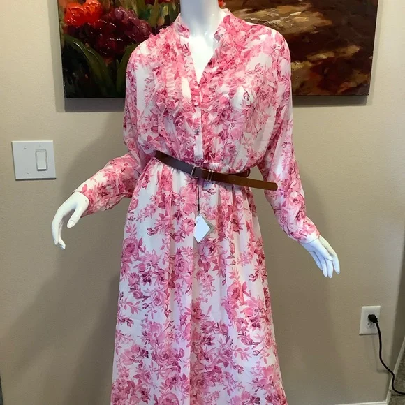 NWT Zara Floral Pink Maxi Dress - Picture 7 of 10